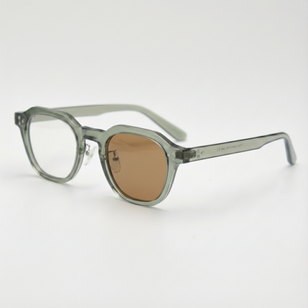 April Brown Photochromic Lens Glasses - Transparent green Geometric TR90 Frame