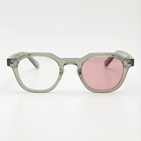 April Pink Photochromic Lens Glasses - Transparent green Geometric TR90 Frame