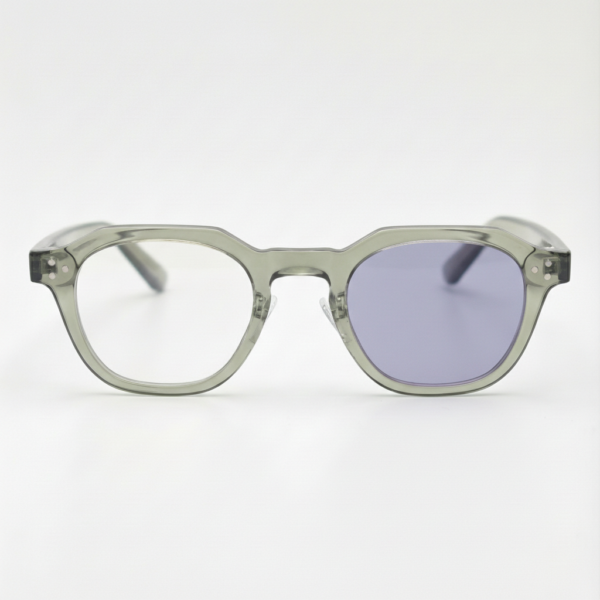 April Purple Photochromic Lens Glasses - Transparent green Geometric TR90 Frame