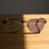 April Purple Photochromic Lens Glasses - Transparent green Geometric TR90 Frame