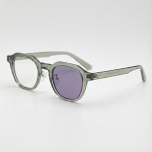 Purple Photochromic Glasses - Transparent Green Geometric TR90 Frame - Side View Purple Photochromic Glasses - Transparent Green Geometric TR90 Frame - Side View