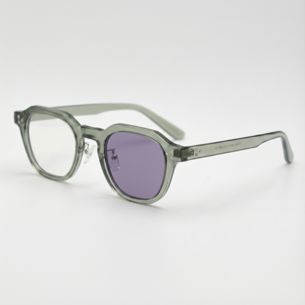 April Purple Photochromic Lens Glasses - Transparent green Geometric TR90 Frame
