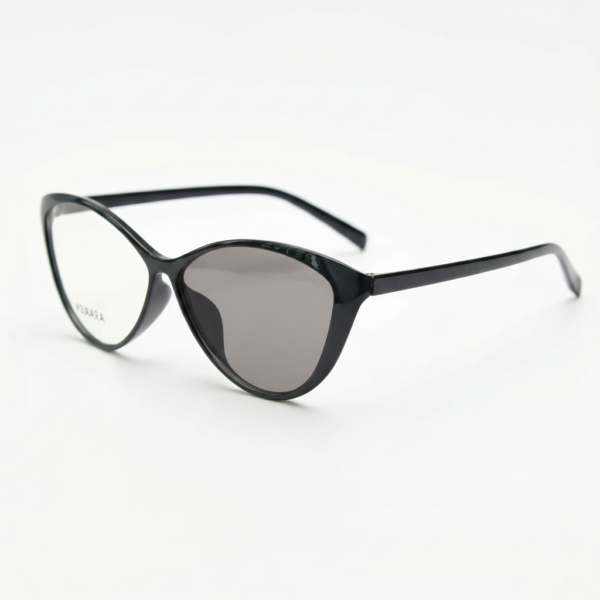 Carol Grey Photochromic Lens Glasses - Glossy black Cat-eye TR90 Frame