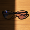 Carol Pink Photochromic Lens Glasses - Glossy black Cat-eye TR90 Frame