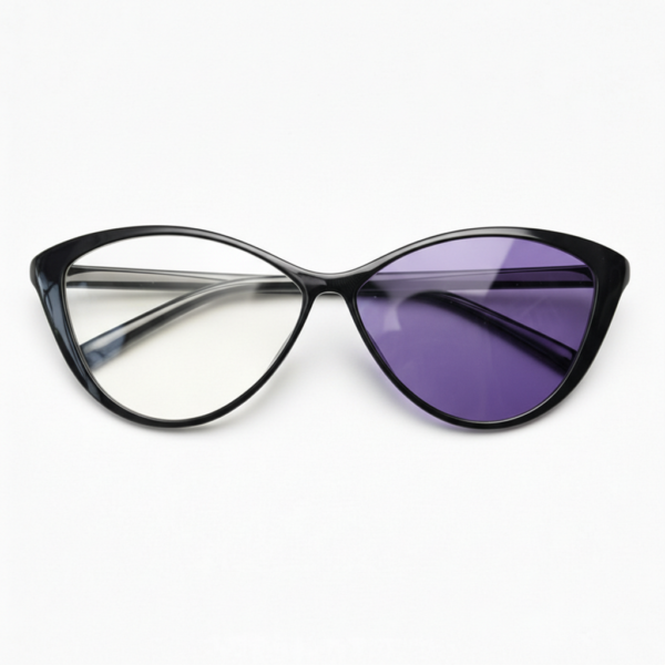 Carol Purple Photochromic Lens Glasses - Glossy black Cat-eye TR90 Frame