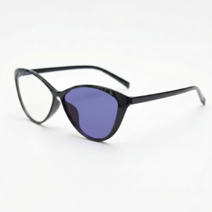 Purple Photochromic Glasses - Glossy Black Cat-Eye TR90 Frame - Side View