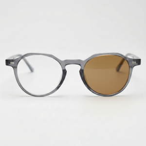 Cherry Brown Photochromic Lens Glasses - Grey Geometric TR90 Frame