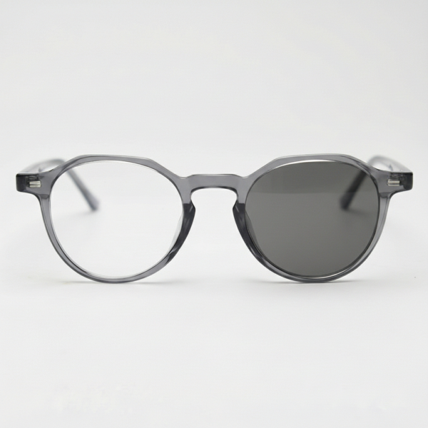 Cherry Grey Photochromic Lens Glasses - Grey Geometric TR90 Frame
