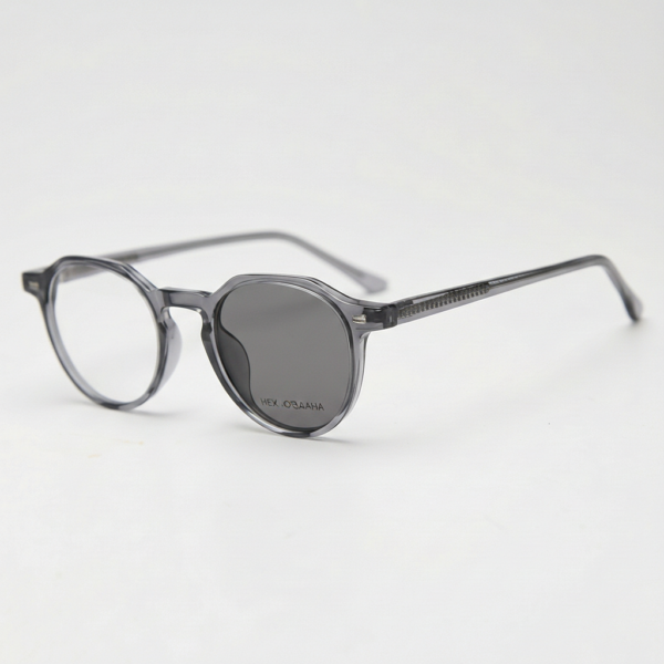 Cherry Grey Photochromic Lens Glasses - Grey Geometric TR90 Frame