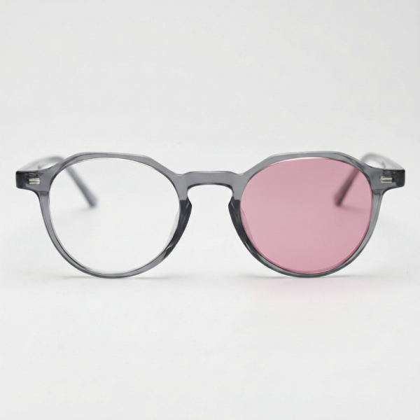 Cherry Pink Photochromic Lens Glasses - Grey Geometric TR90 Frame