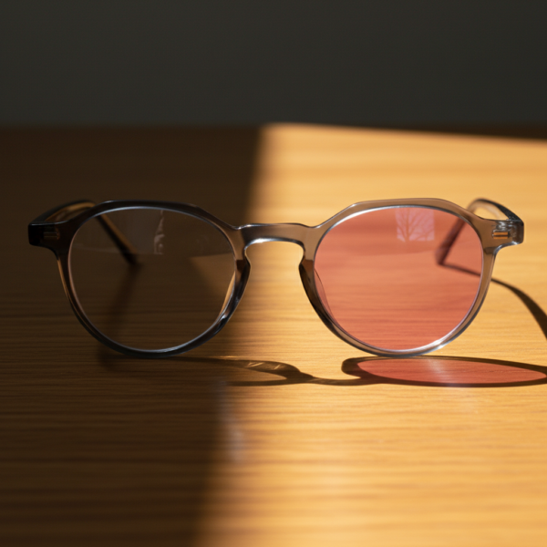 Cherry Pink Photochromic Lens Glasses - Grey Geometric TR90 Frame