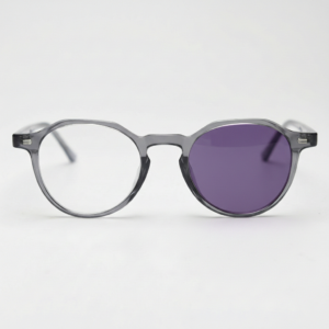 Cherry Purple Photochromic Lens Glasses - Grey Geometric TR90 Frame