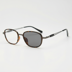 Grey Photochromic Glasses - Tortoise Oval TR90 Frame - Side View
