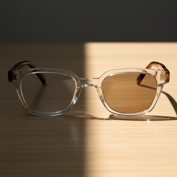 Dana Brown Photochromic Lens Glasses - Clear Square Acetate Frame - Lifestyle Dana Brown Photochromic Lens Glasses - Clear Square Acetate Frame