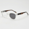 Dana Grey Photochromic Lens Glasses - Clear Square Acetate Frame - Side View Dana Grey Photochromic Lens Glasses - Clear Square Acetate Frame