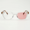 Dana Pink Photochromic Lens Glasses - Clear Square Acetate Frame - Front View Dana Pink Photochromic Lens Glasses - Clear Square Acetate Frame