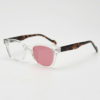 Dana Pink Photochromic Lens Glasses - Clear Square Acetate Frame - Side View Dana Pink Photochromic Lens Glasses - Clear Square Acetate Frame