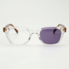 Dana Purple Photochromic Lens Glasses - Clear Square Acetate Frame - Front View Dana Purple Photochromic Lens Glasses - Clear Square Acetate Frame