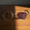 Dana Purple Photochromic Lens Glasses - Clear Square Acetate Frame - Lifestyle Dana Purple Photochromic Lens Glasses - Clear Square Acetate Frame