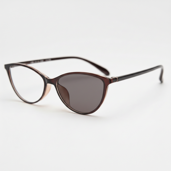 Dawn Grey Photochromic Lens Glasses - Red Cat-eye TR90 Frame - Side View Dawn Grey Photochromic Lens Glasses - Red Cat-eye TR90 Frame