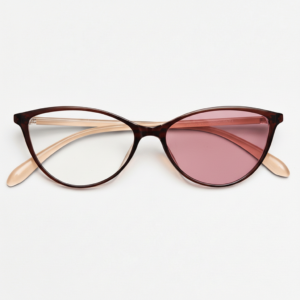 Dawn Pink Photochromic Lens Glasses - Red Cat-eye TR90 Frame