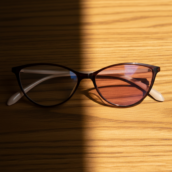 Dawn Pink Photochromic Lens Glasses - Red Cat-eye TR90 Frame - Lifestyle Dawn Pink Photochromic Lens Glasses - Red Cat-eye TR90 Frame