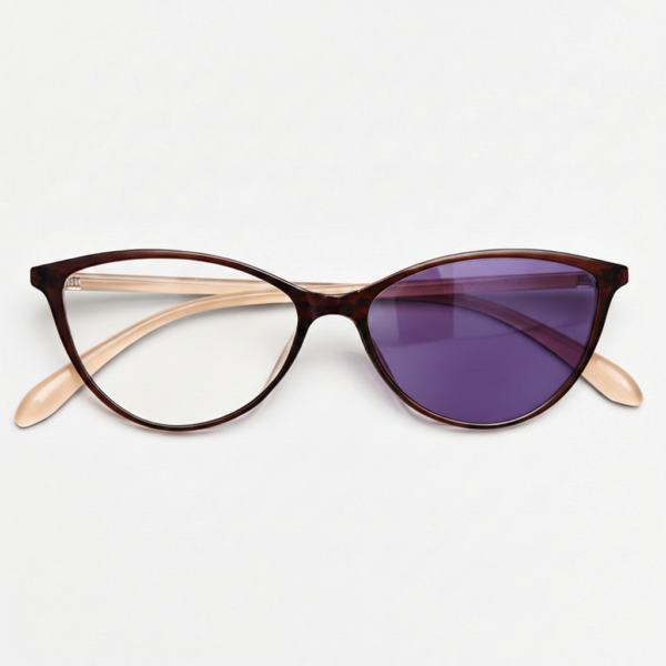 Dawn Purple Photochromic Lens Glasses - Red Cat-eye TR90 Frame