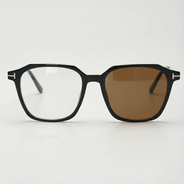 Elma Brown Photochromic Lens Glasses - Black Rectangle TR90 Frame - Front View Elma Brown Photochromic Lens Glasses - Black Rectangle TR90 Frame