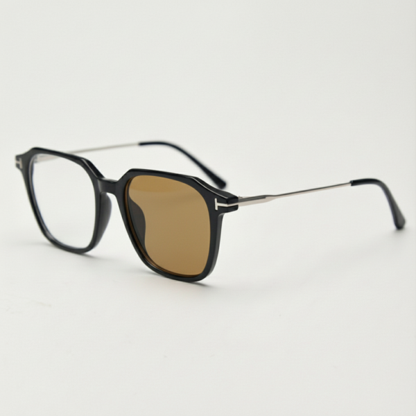 Elma Brown Photochromic Lens Glasses - Black Rectangle TR90 Frame - Side View Elma Brown Photochromic Lens Glasses - Black Rectangle TR90 Frame