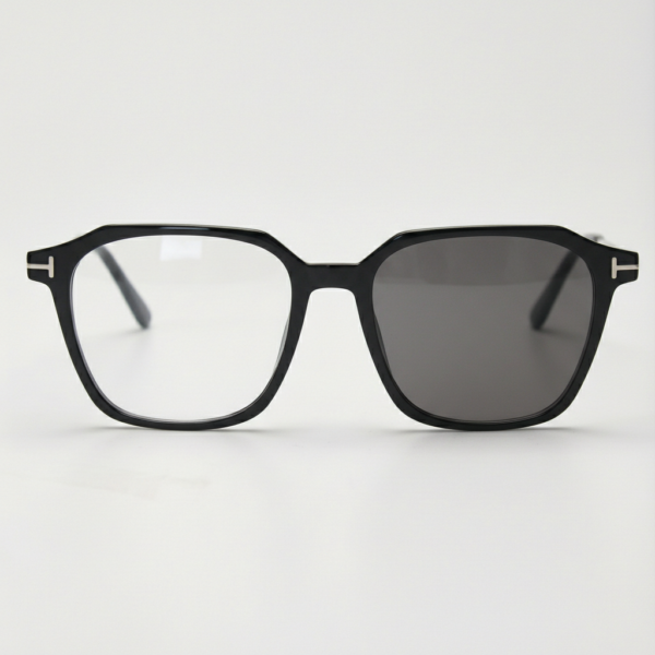 Elma Grey Photochromic Lens Glasses - Black Rectangle TR90 Frame - Front View Elma Grey Photochromic Lens Glasses - Black Rectangle TR90 Frame