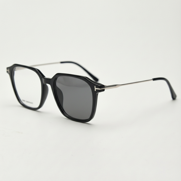 Elma Grey Photochromic Lens Glasses - Black Rectangle TR90 Frame - Side View Elma Grey Photochromic Lens Glasses - Black Rectangle TR90 Frame