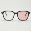 Elma Pink Photochromic Lens Glasses - Black Rectangle TR90 Frame - Front View Elma Pink Photochromic Lens Glasses - Black Rectangle TR90 Frame