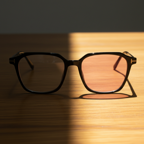 Elma Pink Photochromic Lens Glasses - Black Rectangle TR90 Frame - Lifestyle Elma Pink Photochromic Lens Glasses - Black Rectangle TR90 Frame