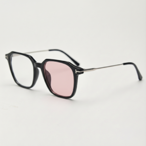 Pink Photochromic Glasses - Black Rectangle TR90 Frame - Side View