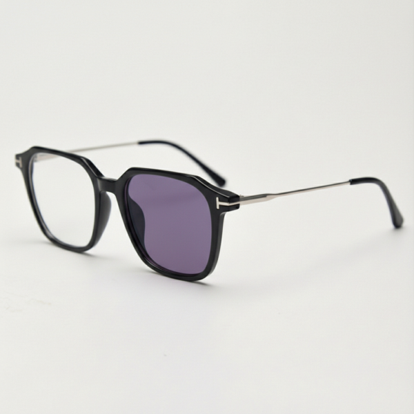 Elma Purple Photochromic Lens Glasses - Black Rectangle TR90 Frame - Side View Elma Purple Photochromic Lens Glasses - Black Rectangle TR90 Frame
