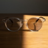 Erin Brown Photochromic Lens Glasses - Clear Round TR90 Frame - Lifestyle Erin Brown Photochromic Lens Glasses - Clear Round TR90 Frame