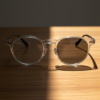 Erin Grey Photochromic Lens Glasses - Clear Round TR90 Frame - Lifestyle Erin Grey Photochromic Lens Glasses - Clear Round TR90 Frame