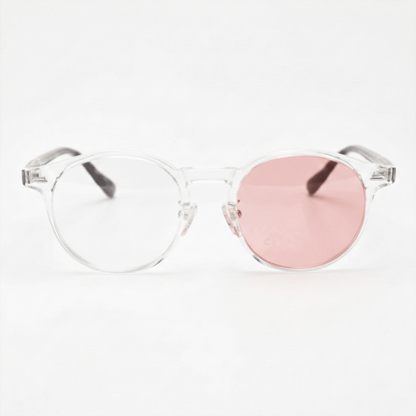 Erin Pink Photochromic Lens Glasses - Clear Round TR90 Frame - Front View Erin Pink Photochromic Lens Glasses - Clear Round TR90 Frame