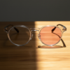 Erin Pink Photochromic Lens Glasses - Clear Round TR90 Frame - Lifestyle Erin Pink Photochromic Lens Glasses - Clear Round TR90 Frame