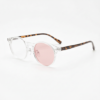 Erin Pink Photochromic Lens Glasses - Clear Round TR90 Frame - Side View Erin Pink Photochromic Lens Glasses - Clear Round TR90 Frame