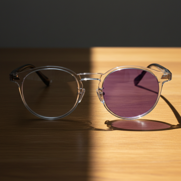 Erin Purple Photochromic Lens Glasses - Clear Round TR90 Frame