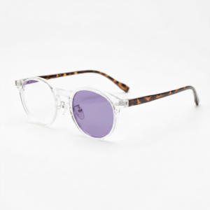 Purple Photochromic Glasses - Clear Round TR90 Frame - Side View