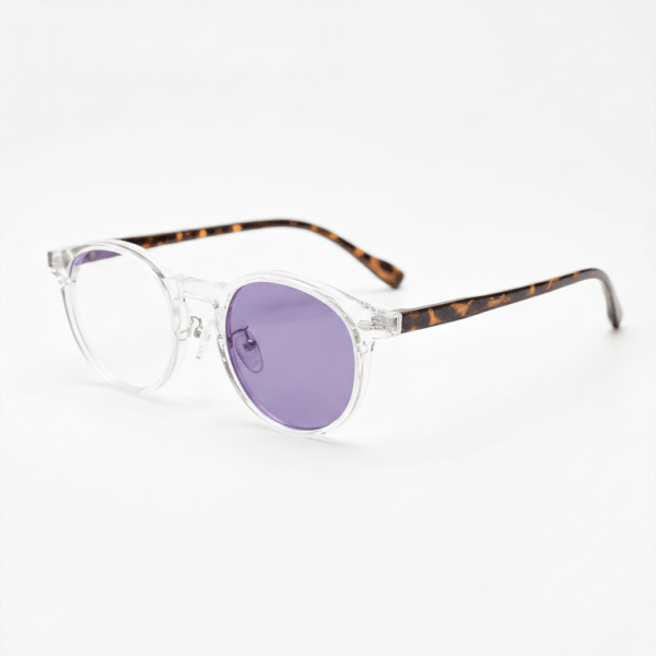 Erin Purple Photochromic Lens Glasses - Clear Round TR90 Frame