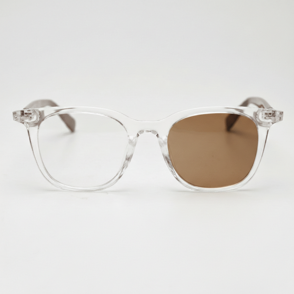 Faith Brown Photochromic Lens Glasses - Clear Rectangle TR90 Frame - Front View Faith Brown Photochromic Lens Glasses - Clear Rectangle TR90 Frame