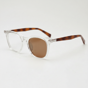Brown Photochromic Glasses - Clear Rectangle TR90 Frame - Side View Brown Photochromic Glasses - Clear Rectangle TR90 Frame - Side View