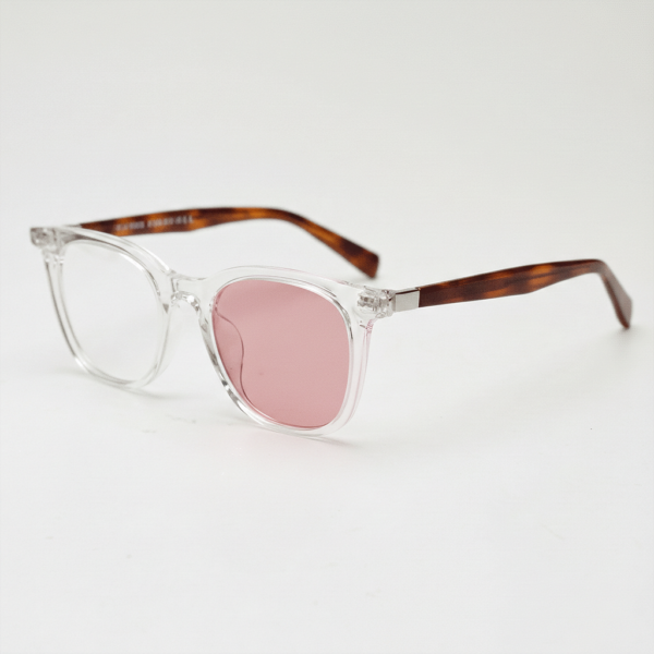 Faith Pink Photochromic Lens Glasses - Clear Rectangle TR90 Frame - Side View Faith Pink Photochromic Lens Glasses - Clear Rectangle TR90 Frame