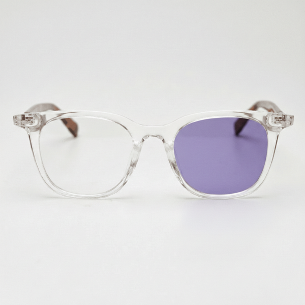 Faith Purple Photochromic Lens Glasses - Clear Rectangle TR90 Frame - Front View Faith Purple Photochromic Lens Glasses - Clear Rectangle TR90 Frame
