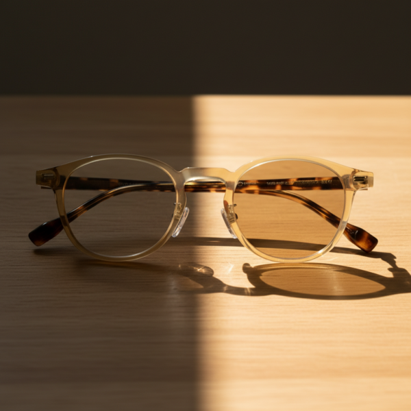 Gail Brown Photochromic Lens Glasses - Yellow Round TR90 Frame - Lifestyle Gail Brown Photochromic Lens Glasses - Yellow Round TR90 Frame