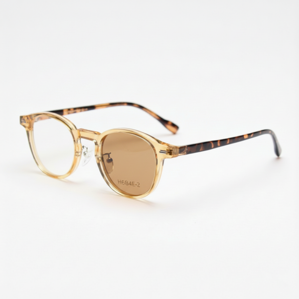 Gail Brown Photochromic Lens Glasses - Yellow Round TR90 Frame - Side View Gail Brown Photochromic Lens Glasses - Yellow Round TR90 Frame