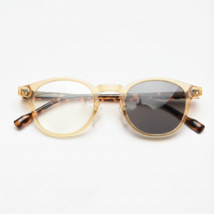 Gail Grey Photochromic Lens Glasses - Yellow Round TR90 Frame